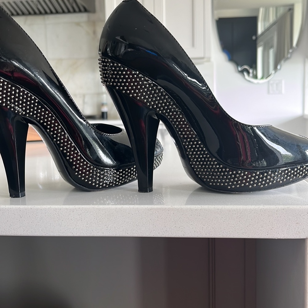 Burberry patent stud heels